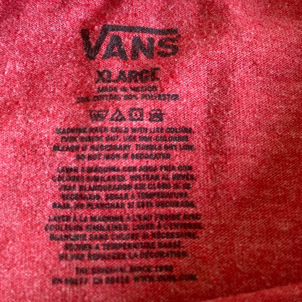 New Men’s Vans Red Pink Cotton Polyester Short Sleeve Shirt size XL - Picture 7 of 7